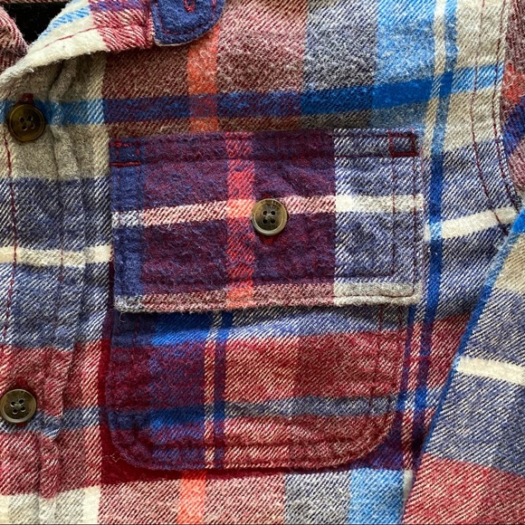 OshKosh B’Gosh Multi-Coloured Plaid Long-sleeved Shirt Size 12 - Picture 3 of 9